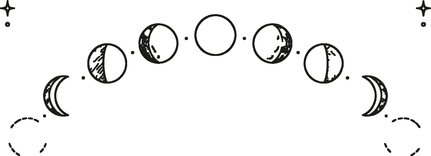 Las fases de la luna dibujadas en arco.
