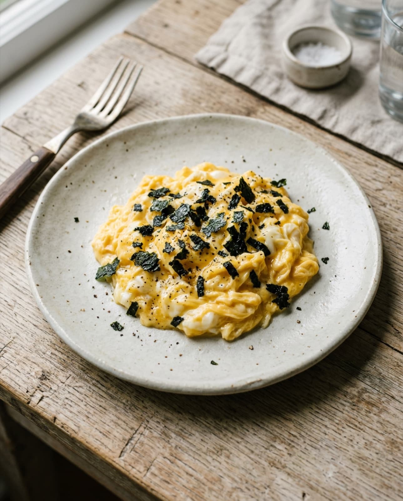 Huevos revueltos con hojuela de wakame — Wakame Hojuela