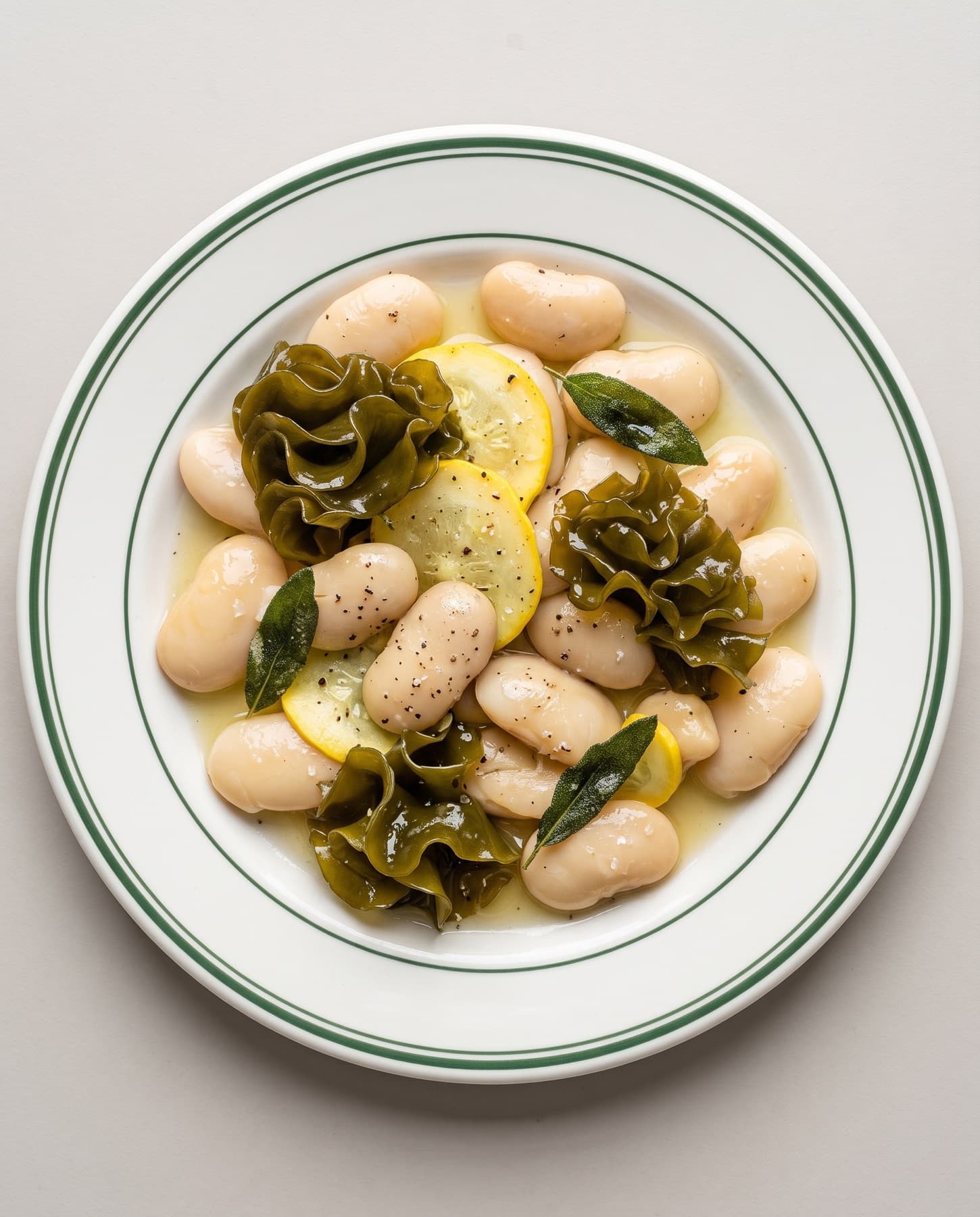 Mekabu con porotos, zapallo y salvia